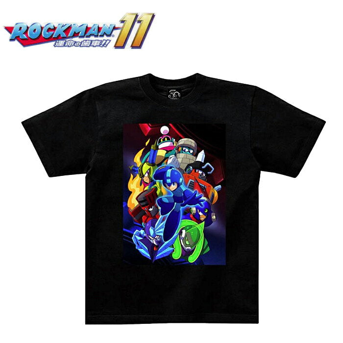 Rockman 11 Visual T-Shirts [Rockman Eleven Visual T-Shirts] MEGAMAN Raku Katsuto Men's Women's Military Casual CAPCOM Capcom Game Character T-Shirt Cotton Tops Print