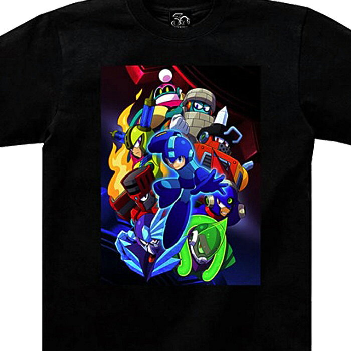 Rockman 11 Visual T-Shirts [Rockman Eleven Visual T-Shirts] MEGAMAN Raku Katsuto Men's Women's Military Casual CAPCOM Capcom Game Character T-Shirt Cotton Tops Print