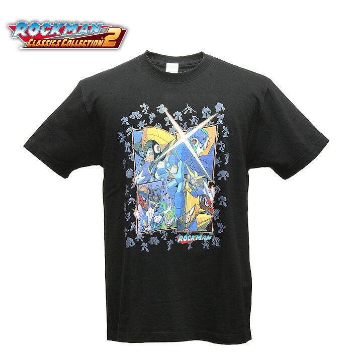 Camiseta Rockman Classics Collection 2 [Camiseta ROCKMAN Classics Collection 2] MEGAMAN Raku Katsuto Camiseta informal militar para hombre y mujer CAPCOM Camiseta de algodón con personajes del juego Capcom