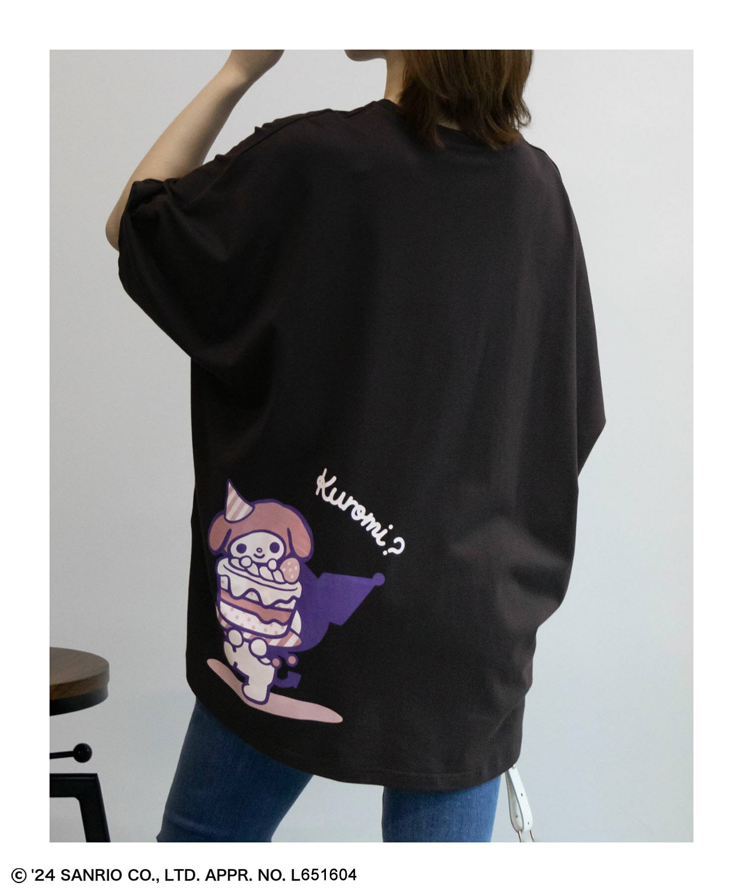 [Limited time only ★ Up to 15% OFF coupon] Sanrio Characters Short Sleeve T-shirt 5/4 Sleeve T-shirt Dolman Sleeve Women's 100% Cotton Front and Back Length Tops Logo Embroidery Character Back Print �