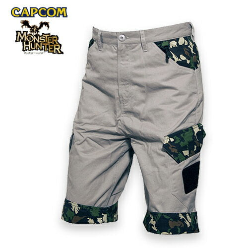 Pantalones cortos Monster Hunter para PATCH/Camo [Pantalones cortos Monster Hunter para Patch/CAMO] Pantalones cortos con estampado militar informal para hombre y mujer de algodón de Capcom Game CAPCOM