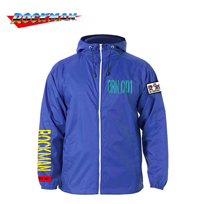 Cortavientos Rockman DRN.001 [Cortavientos ROCKMAN DRN.001] MEGAMAN Raku Katsuto Ropa de calle informal militar para hombre y mujer CAPCOM Personaje del juego Capcom Ropa de calle de manga larga Nairo