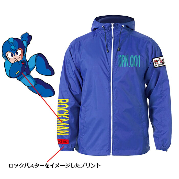 Cortavientos Rockman DRN.001 [Cortavientos ROCKMAN DRN.001] MEGAMAN Raku Katsuto Ropa de calle informal militar para hombre y mujer CAPCOM Personaje del juego Capcom Ropa de calle de manga larga Nairo