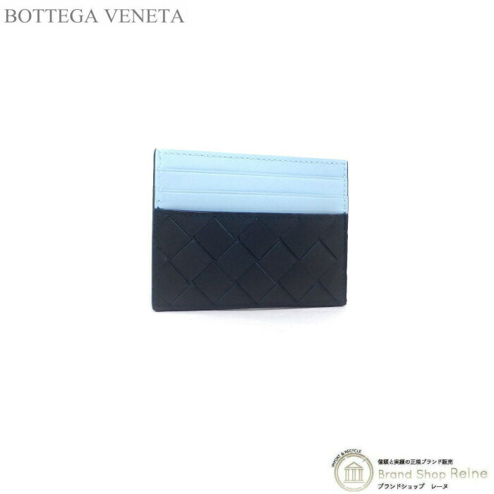 [Discount with a coupon for up to 2,000 yen off! 】BOTTEGA VENETA Intrecciato Credit Card Case 635057 Inkwell x Pale Blue [New]