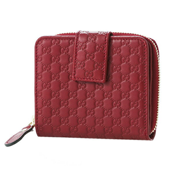 [5x points★3/1 only★Additional coupon for up to 5,000 yen off] Gucci bifold wallet GUCCI Micro Gucci Shima 449395 BMJ1G 6420 Women's Outlet Red Red