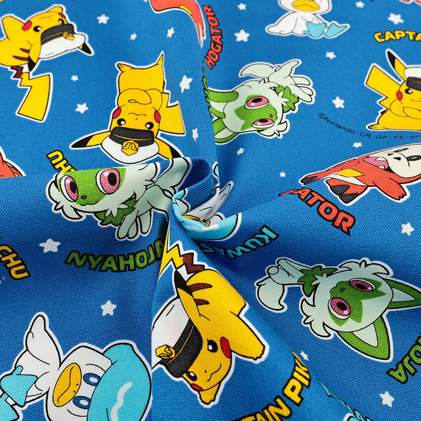 Pokemon Captain Pikachu pattern Oxford, 50cm increments | Sold in cuts, cuts, fabric, fabric, 100% cotton, character, Pikachu, game, school, commuting, goods, normal, durable, Pokemon, entrance, �