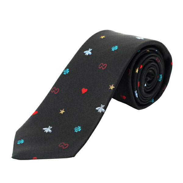 [Applicable for coupons up to 5,000 yen off] Gucci tie GUCCI Symbols 571819 4E002 1000 Men's Black