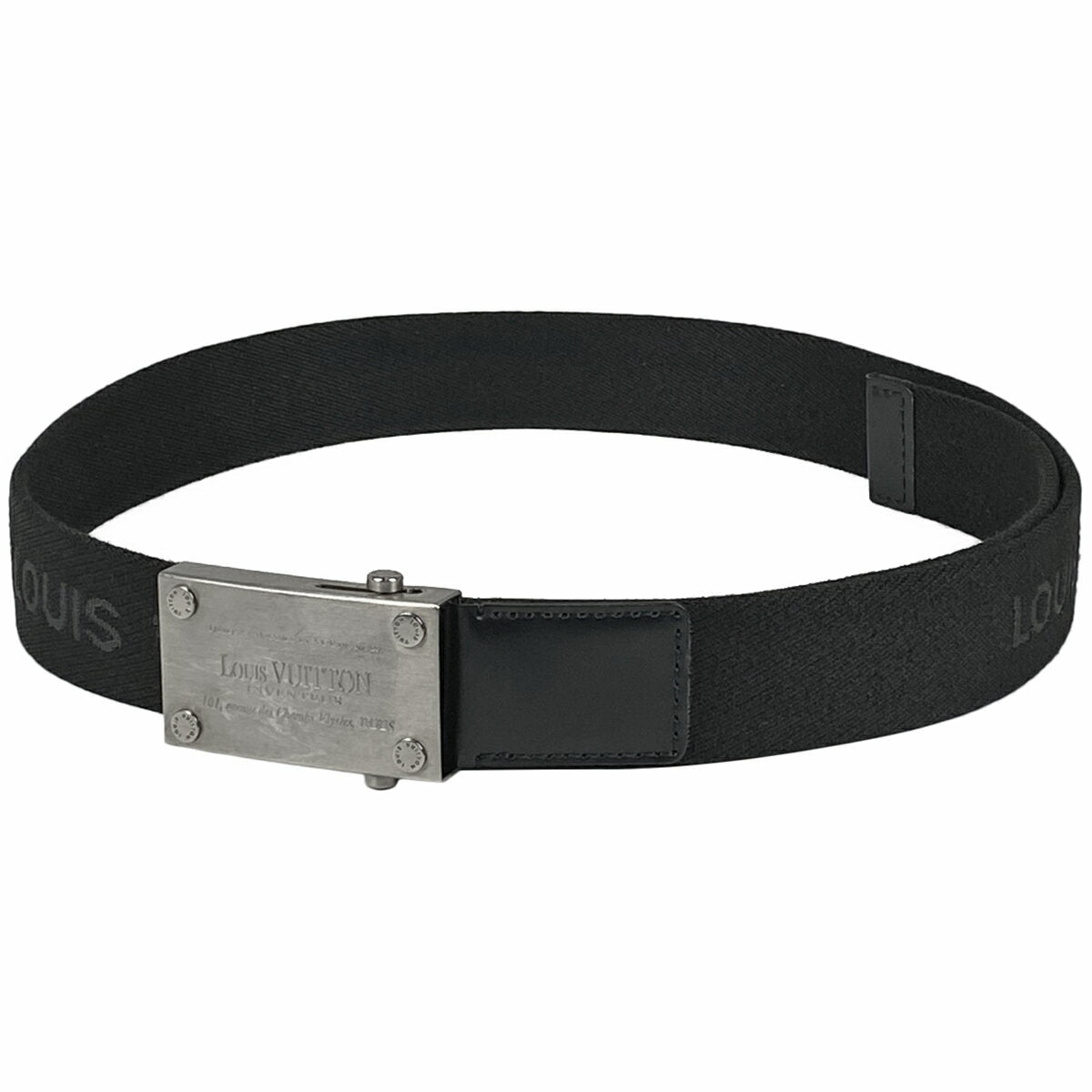 [Embalaje disponible] Louis Vuitton Louis Vuitton Santure Bengal Logo Belt Canvas Leather Black Silver Men's [Usado] msp29