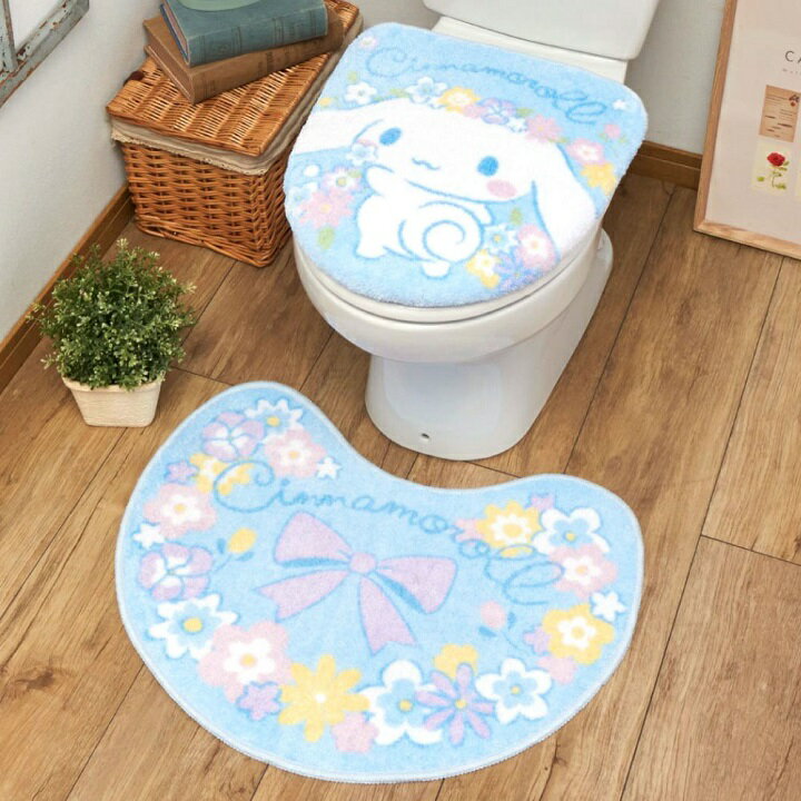 Alfombrilla de baño Cinnamoroll Cinnamon, juego de 2 piezas para inodoro, tapa de inodoro para lavar con agua tibia, asiento de inodoro, tapa de inodoro, personaje SB-526-S [SANRIOZONE SANRIO