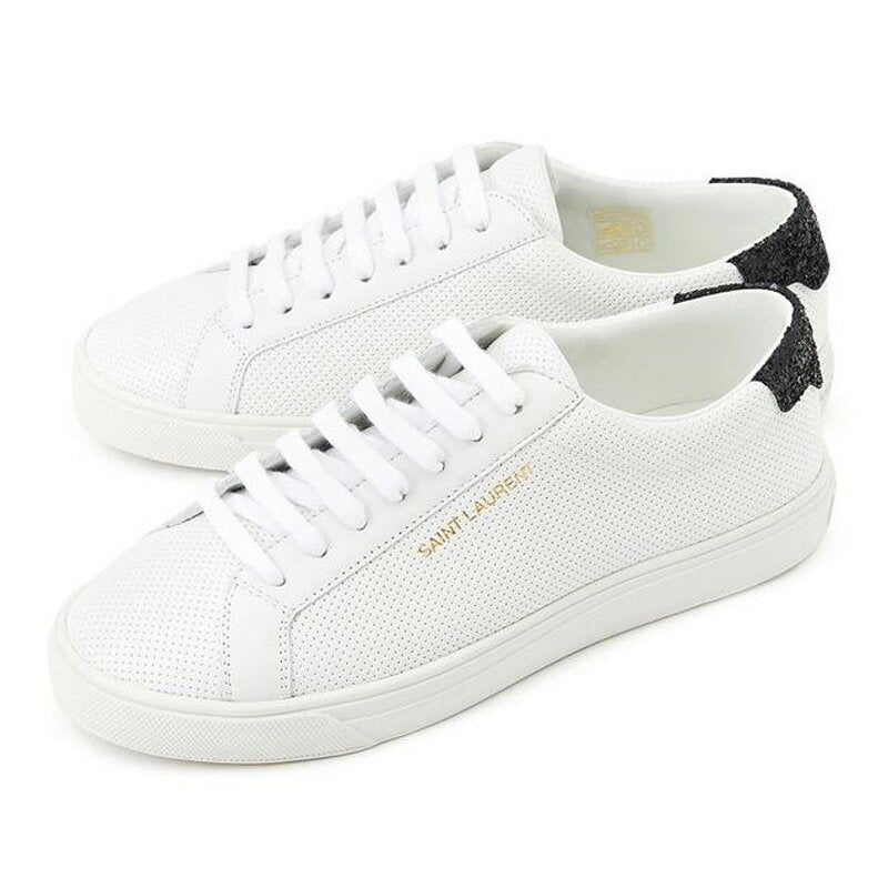 ★ ★Saint Laurent Paris SAINT LAURENT PARIS [ANDY] Women's Leather Low Cut Sneakers Optic White / Black 590014 0ZT60 9275 [Free Shipping] [Can be picked up at convenience stores] [Overseas