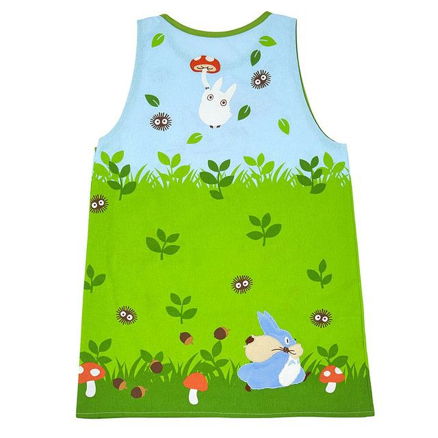 [Free shipping mail delivery] My Neighbor Totoro's Apron <Totoro in the Field> [Left and Right Pockets/Side Buttons/100% Cotton/Studio Ghibli/Nurser Caregiver/Cute/Totoro's Fur Applique]