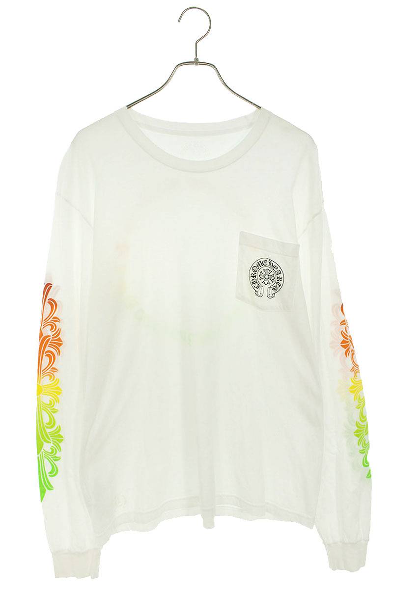 Chrome Hearts Size: XL CH L S 1 Multi-color Horse Shoe Back Print Long Sleeve Cut and Sew (White x Multi) [304042] [SJ02] [Men's] [Used] bb339#rinkan*B