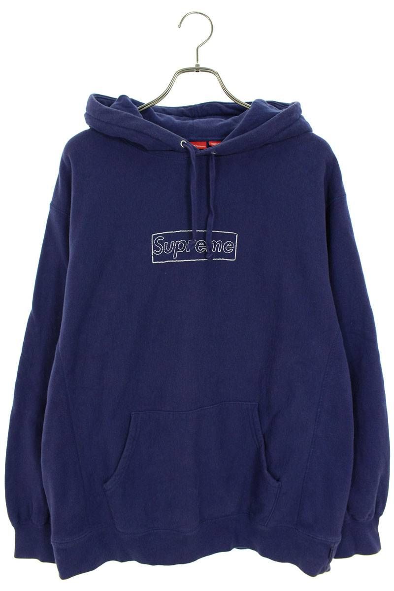 Supreme Size: L 21SS Kaws Chalk Logo Hooded Sweatshirt Chalk Box Logo Hoodie (Navy) [900142] [OM10] [Men's] [Used] bb380#rinkan*B