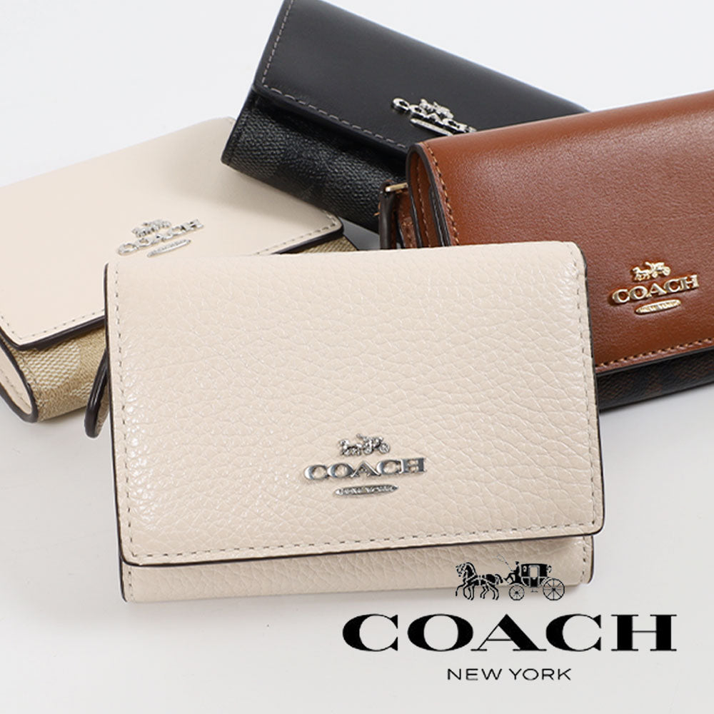 COACH Coach Trifold Wallet Mini Wallet Brand Zipper L Shape Signature PVC Canvas