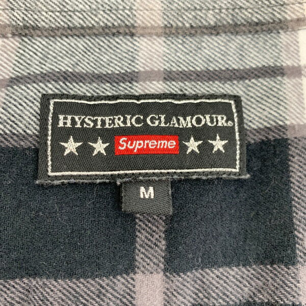 [Used] Supreme x HYSTERICGLAMOUR 21SS Plaid Flannel flannel shirt long sleeve check pattern street men's size M black Supreme hysteric glamour top DM12831■