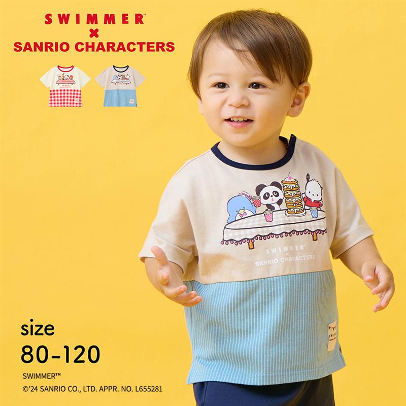 ＼ SWIMMER × Colaboración de personajes de Sanrio / Camiseta de manga corta con estampado integral y cambio de patrón ◆ 80-120 ◆ ◇ Primavera/Verano Niños/Niñas/Bebé/Bebé/Niños/Ropa infantil Tops cortados y cosidos/Ropa elegante/Guardería