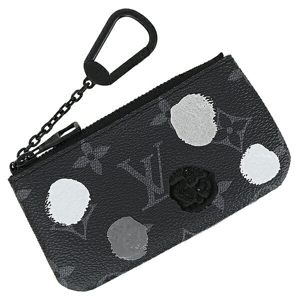 Louis Vuitton Coin Case with Key Ring LV x YK Pochette Cre Monogram Eclipse Painted Dot Coin Purse Key Case LOUIS VUITTON Louis Vuitton Vuitton Men's Keychain