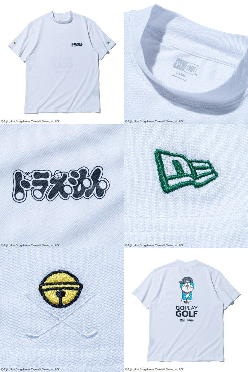 New Era Golf New Era NEW ERA Japan genuine product Men's high neck shirt Short sleeve Mock neck shirt Doraemon collaboration UV protection Sweat-absorbing quick drying Back logo print Pianoko material M-3L 2025 Spring/Summer New