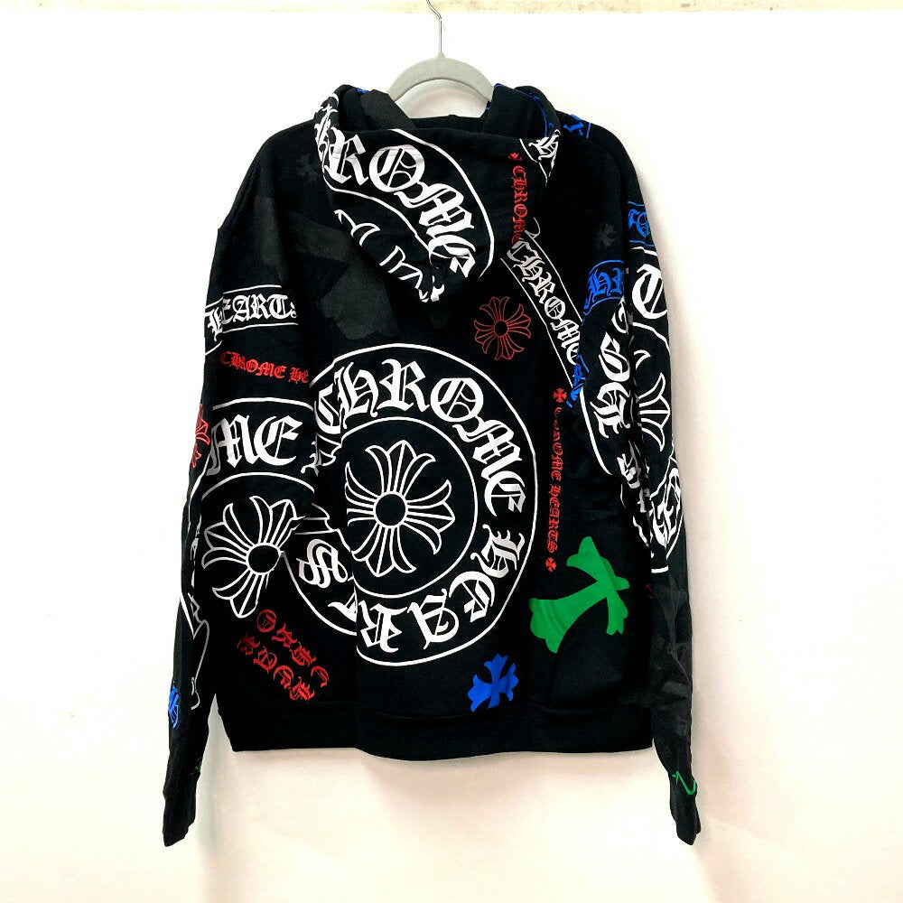 CHROME HEARTS Chrome Hearts Stencil Top STENCIL HOODIE Cross Plus Logo Sweat Pullover Hoodie Cotton Men's Black x Multicolor Unused [Used]