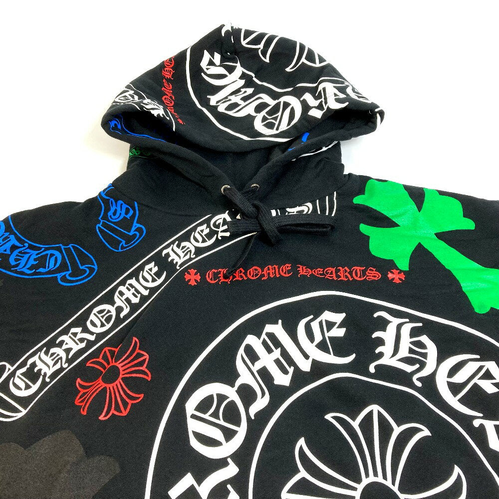 CHROME HEARTS Chrome Hearts Stencil Top STENCIL HOODIE Cross Plus Logo Sweat Pullover Hoodie Cotton Men's Black x Multicolor Unused [Used]