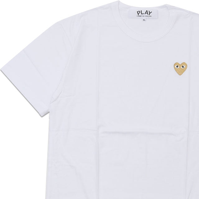 [Authentic/Genuine] New Play Comme des Garcons PLAY COMME des GARCONS GOLD HEART ONE POINT TEE T-shirt for men and women AX-T216-051