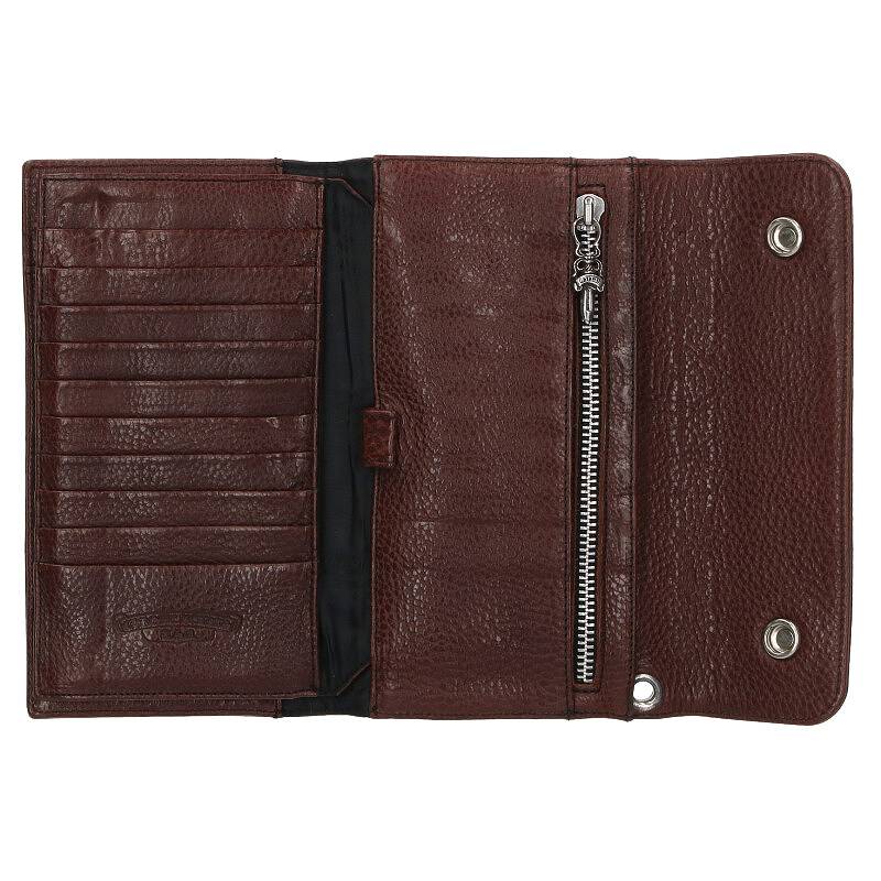 Chrome Hearts WAVE CROSS BALL Wave Cross Ball Button Leather Wallet Wallet (Brown x Silver) [224042] [OS06] [Accessories] [Used] bb359#rinkan*A