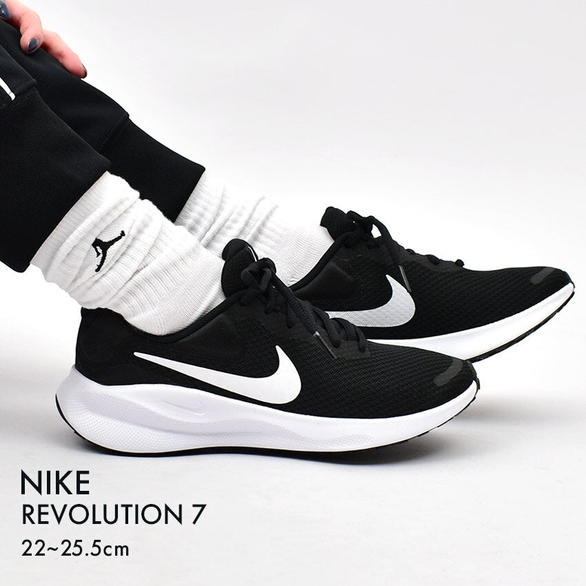 Nike Revolution 7 NIKE Running Shoes for Women Black Black White FB2208 Sneakers Shoes Low Cut Brand Simple Sporty Sports Running Training