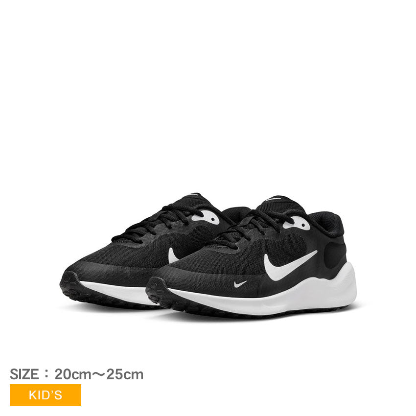 Nike Revolution 7 GS NIKE sneakers for kids, junior children, black, white, REVOLUTION7GS FB7689-003 sneakers, shoes, brand, commuting, school, low cut, classic, classic, thin