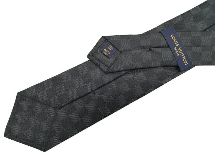 LOUIS VUITTON M78752 Louis Vuitton Clavatt Damier Classic Noir (Black) Tie Silk 100% 148 x 8cm LOUIS VUITTON Genuine Box & Ribbon Shop Bag/Message Card