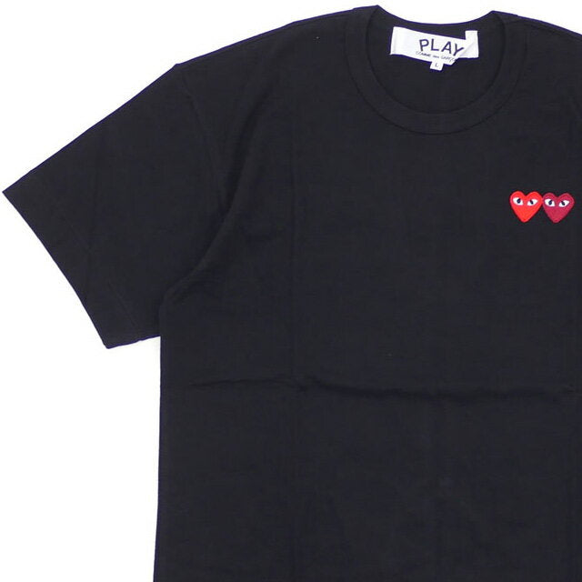 Producto original y nuevo garantizado Camiseta Play Comme des Garcons 2HEART TEE para hombre y mujer Camiseta manga corta con logo de corazón AX-T226-051