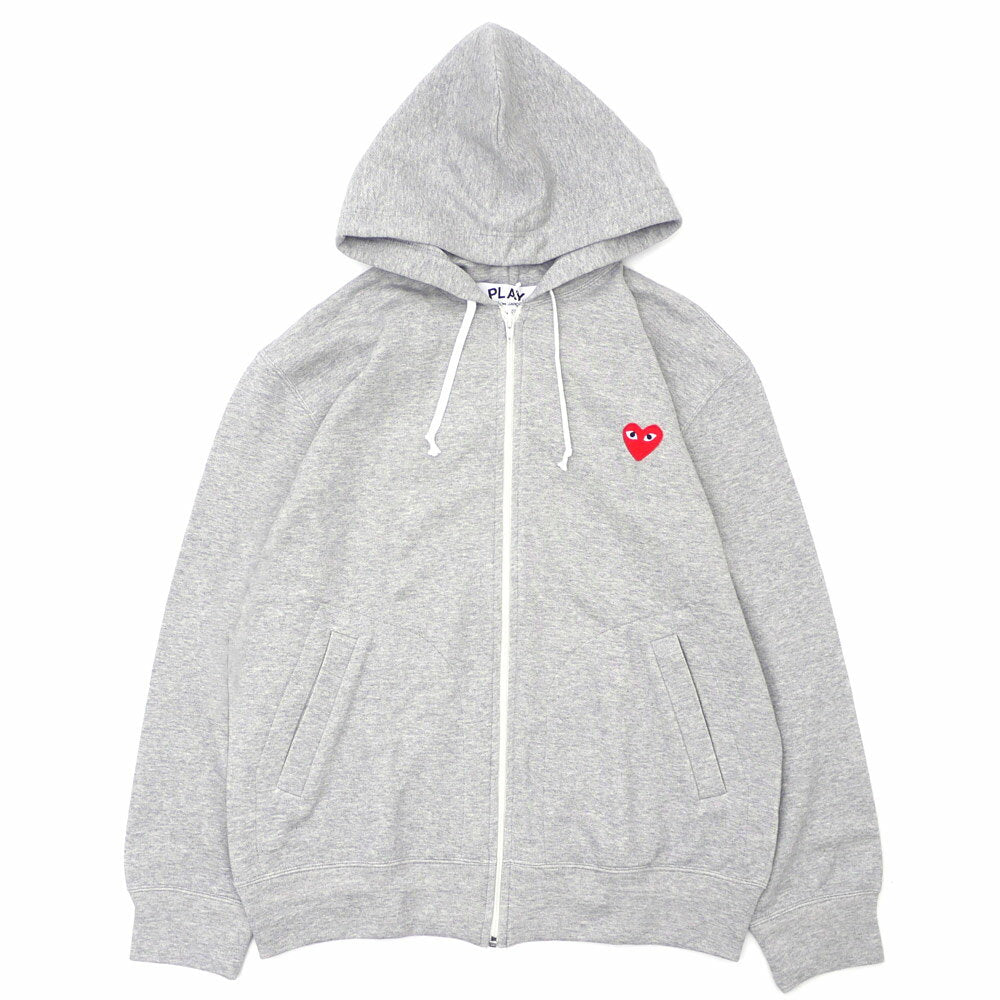 100% genuine guarantee PLAY COMME des GARCONS MEN'S RED ZIP HOODIE Sweatshirt hoodie GRAY 211000545062 New