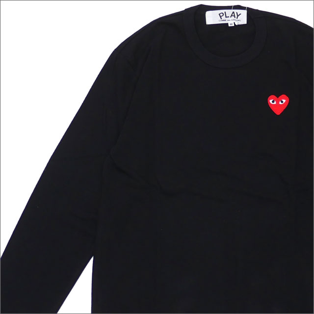 [Authentic/Genuine] New Play Comme des Garcons PLAY COMME des GARCONS RED HEART LS TEE Long Sleeve T-shirt for Men and Women Heart Logo AX-T118-051