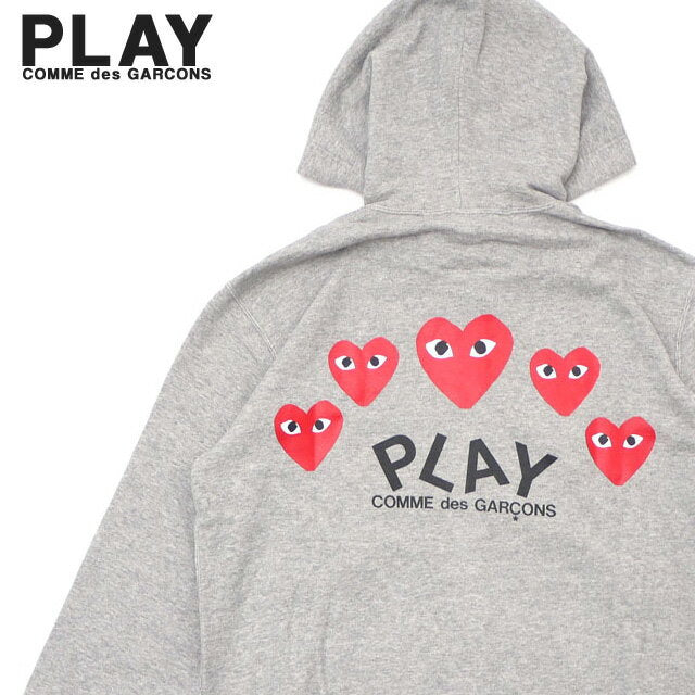 [8.º premio a la tienda excelente del mes de diciembre de 2014] Sudadera Parka con capucha y corazón rojo de Comme des Garcons para hombre New Play FIVE RED HEART AX-T250-051