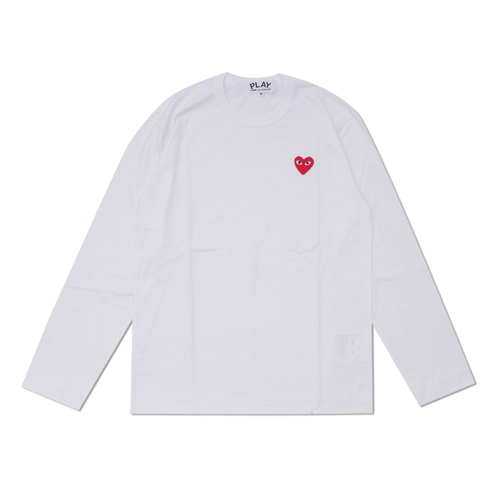 Producto original y garantizado nuevo Play Comme des Garcons RED HEART LS TEE Camiseta de manga larga para hombre y mujer Logotipo de corazón AX-T118-051 TOPS