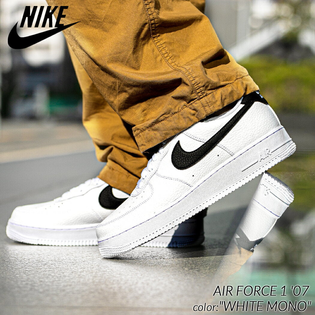 [Shopping Marathon Limited Coupons Available!!] NIKE AIR FORCE 1 '07 "WHITE MONO" Nike Air Force Sneakers (White Black Men's CT2302-100)