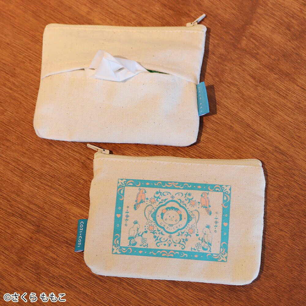 Kojikoji Pouch with tissue pocket (Kojikoji and Mori) Small item holder Sakura Momoko