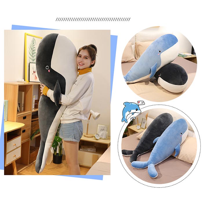 Plush toy BIG Whale Big Huge Body Pillow Extra Large Sized Plush Animal Sleeping Cute Fluffy Cushion Shop Decoration Celebration Gift Interior Goods Stylish Body Pillow Healing Gift 1