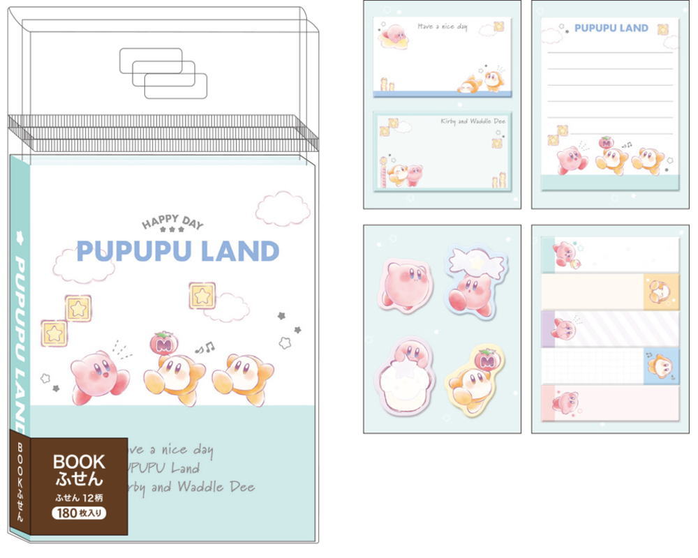 [Free shipping on all items! 】【Kirby the Star】BOOK type sticky notes【PUPUPU STAGE】【Kirby】【Game】【Game Character】【Kirby】【Nintendo】【Standard notes】【Memo】【Stationery】【School】【Study】【Miscellaneous goods