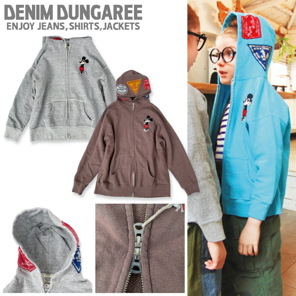 DDM451 Vintage Urake MICKEY Zip-up Hoodie / Gray, Light Brown [DENIM DUNGAREE][Denim & Dungary][prk] Denim & Dungary Adult