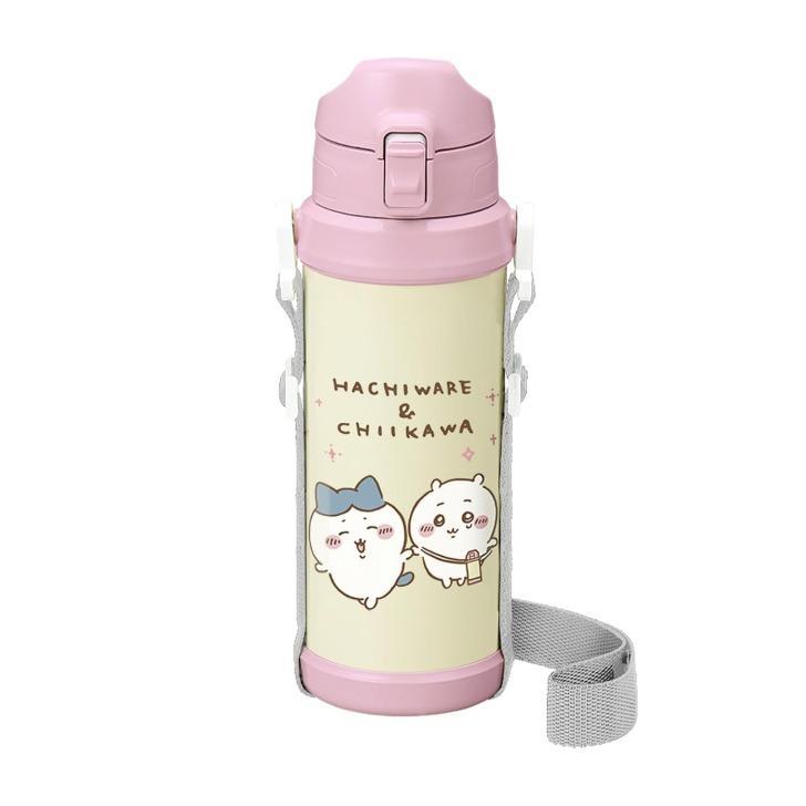 Chiikawa with belt, direct drinking, cold storage only, stainless steel bottle, 800ml, pink, CHIIKAWA, water bottle, lunch box, lunch goods, cute, character goods, present, gift, Nanairodo