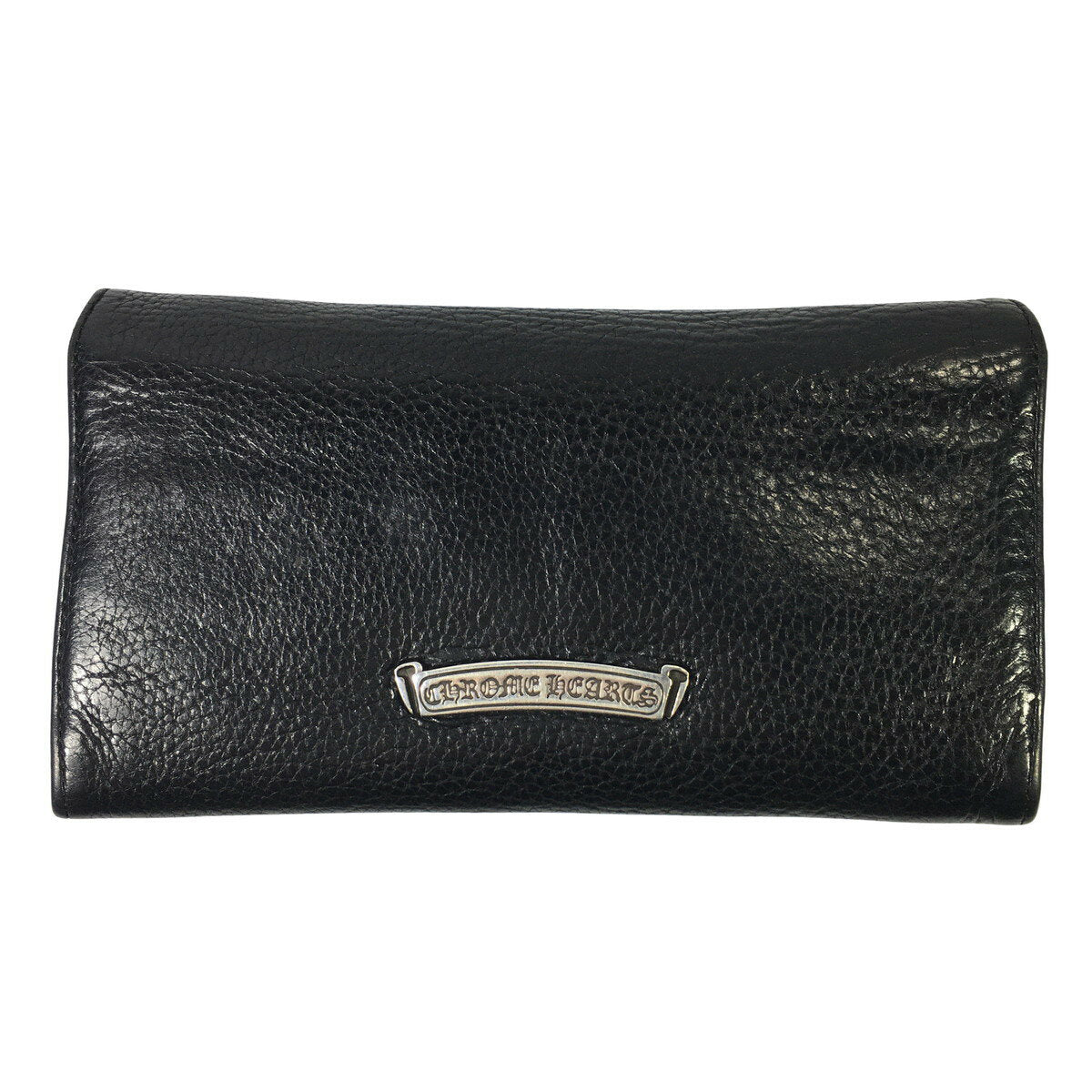 CHROME HEARTS JUDY Wallet Cross Button Silver Leather Long Wallet Original Included [Used] [A0]