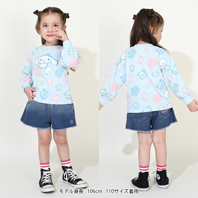 ＼Cupones de hasta 1000 yenes de descuento ahora disponibles／22/1 Reventa parcial Sanrio Camiseta larga de manga larga 9793K 100% algodón Babydoll BABYDOLL Ropa infantil Bebé Niños Niño Niña Hello Kitty Kuromi My Melody Shinamo