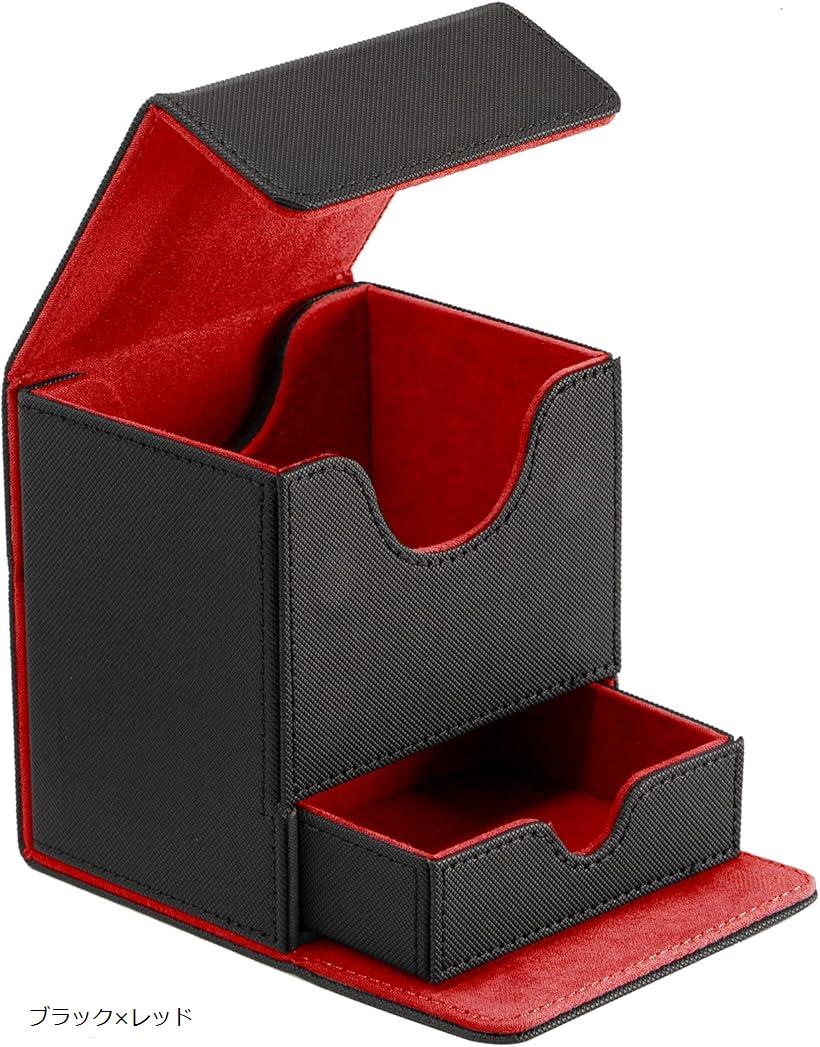 Estuche de almacenamiento con escudo para cartas coleccionables, de cuero, color negro y rojo (negro y rojo)