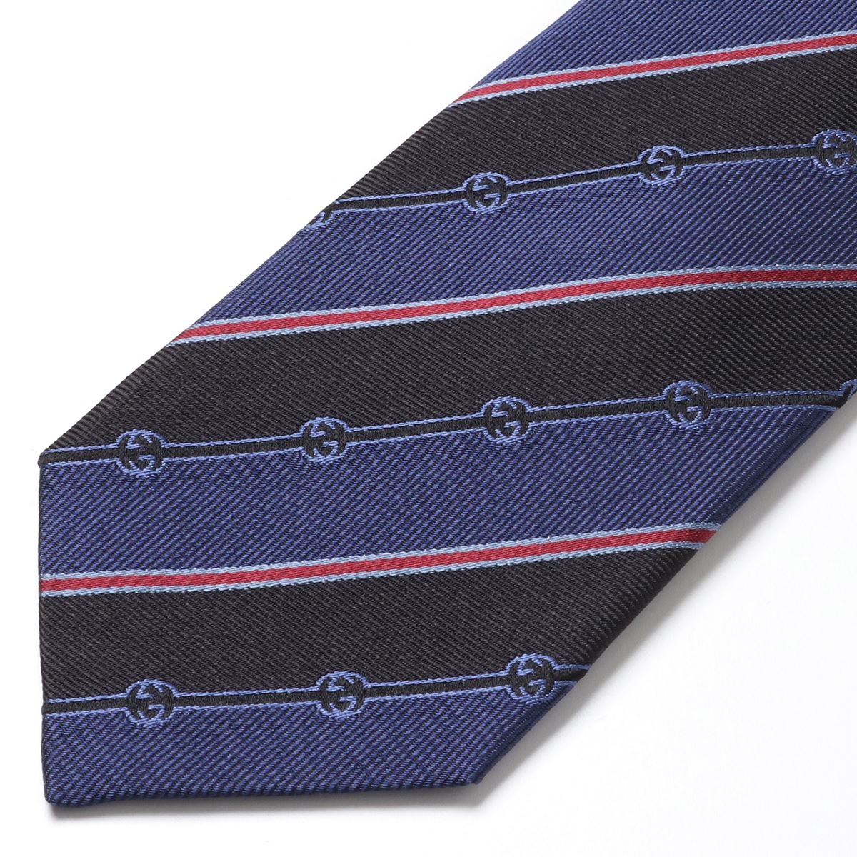 GUCCI Gucci Tie LATANYA 499696 4B002 Made in Italy Men's Silk GG Logo Regimental Stripe 2 Colors