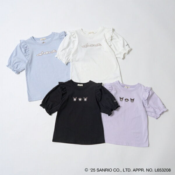 Lycee mine [Sanrio Characters] [Soft Cotton] Cinnamoroll & chromi assorted embroidery 5/4 sleeve T-shirt