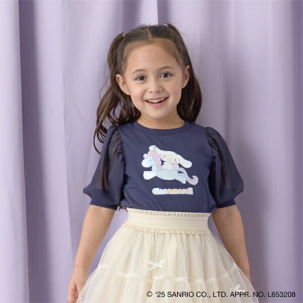 Lycee mine [Sanrio Characters] [Soft Cotton] Cinnamoroll Aurora Lame Print Puff T-shirt