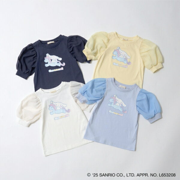 Lycee mine [Sanrio Characters] [Soft Cotton] Cinnamoroll Aurora Lame Print Puff T-shirt