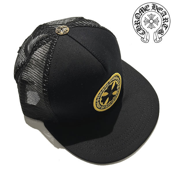 [Genuine] CHROME HEARTS Fabric Front Black Twill Hat Chrome Hearts Logo Cap [305834-blk] sqmn