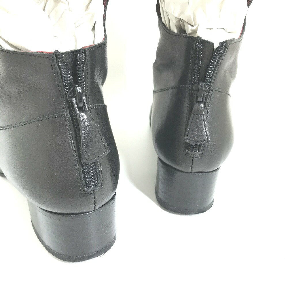 CHANEL Belt Long Boots Boots Leather Women's Black Black [Used]