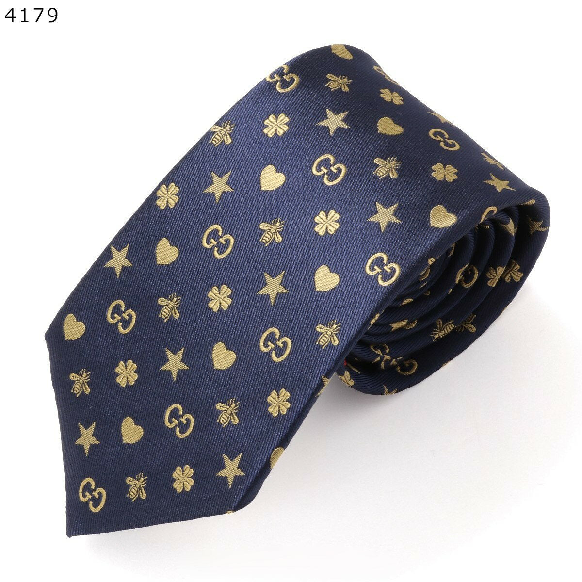 GUCCI Gucci Tie FORTUNE 545834 4E017 Men's Silk Jacquard GG Logo Bee Star Heart Clover Pattern 4 Colors